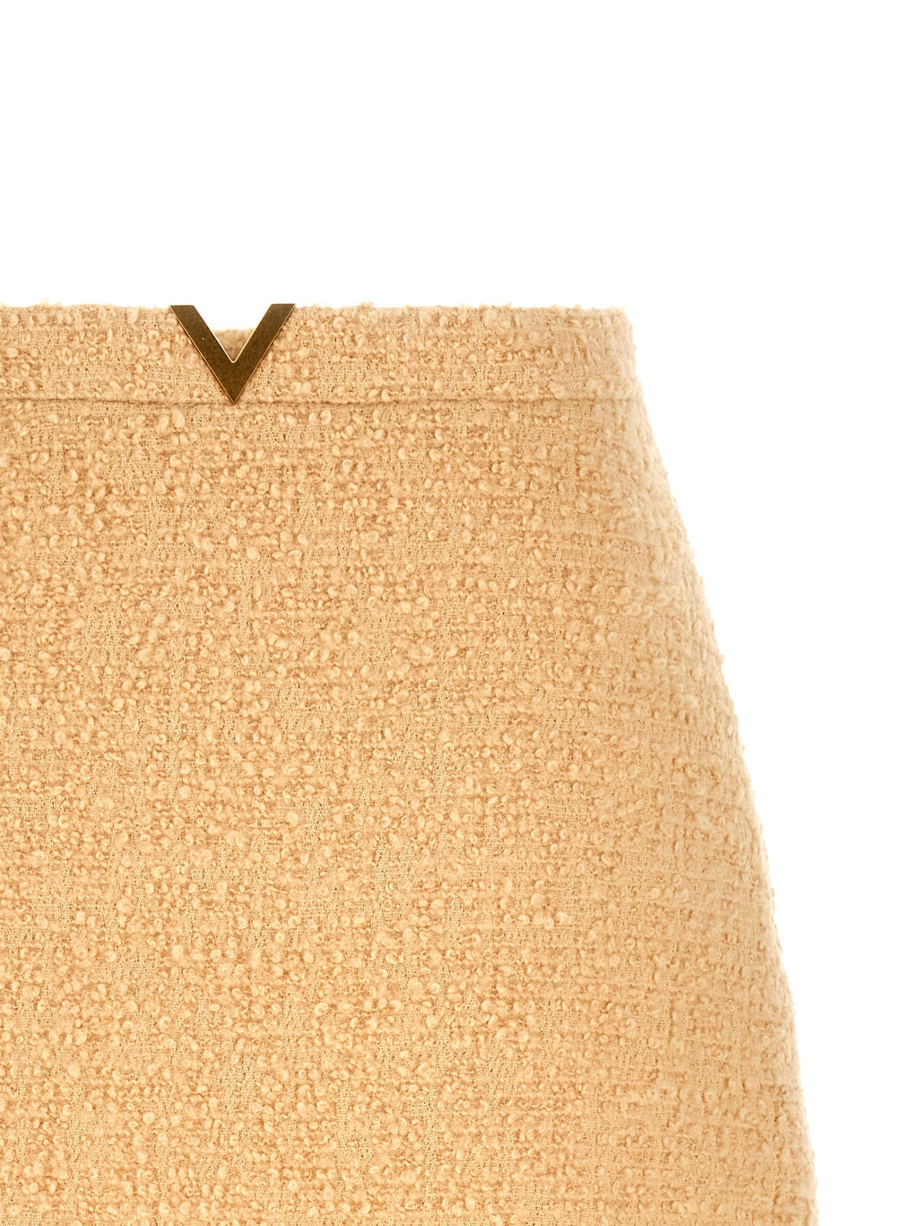 Valentino Garavani Beige Virgin Wool Long Skirt Valentino Garavani