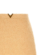 Valentino Garavani Beige Virgin Wool Long Skirt Valentino Garavani