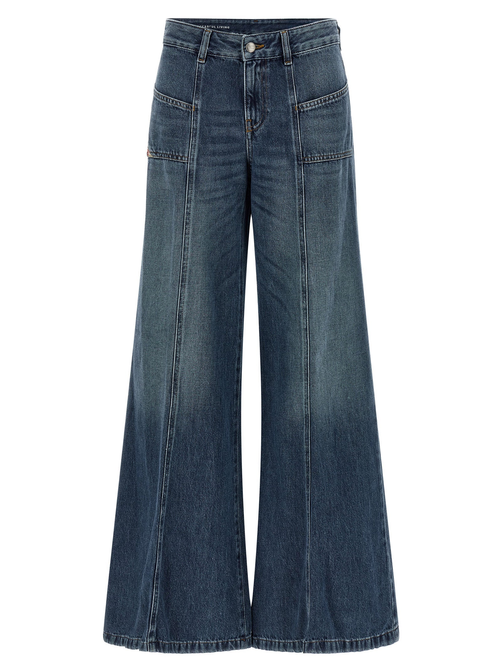 Diesel Blue Cotton Flared Jeans Diesel