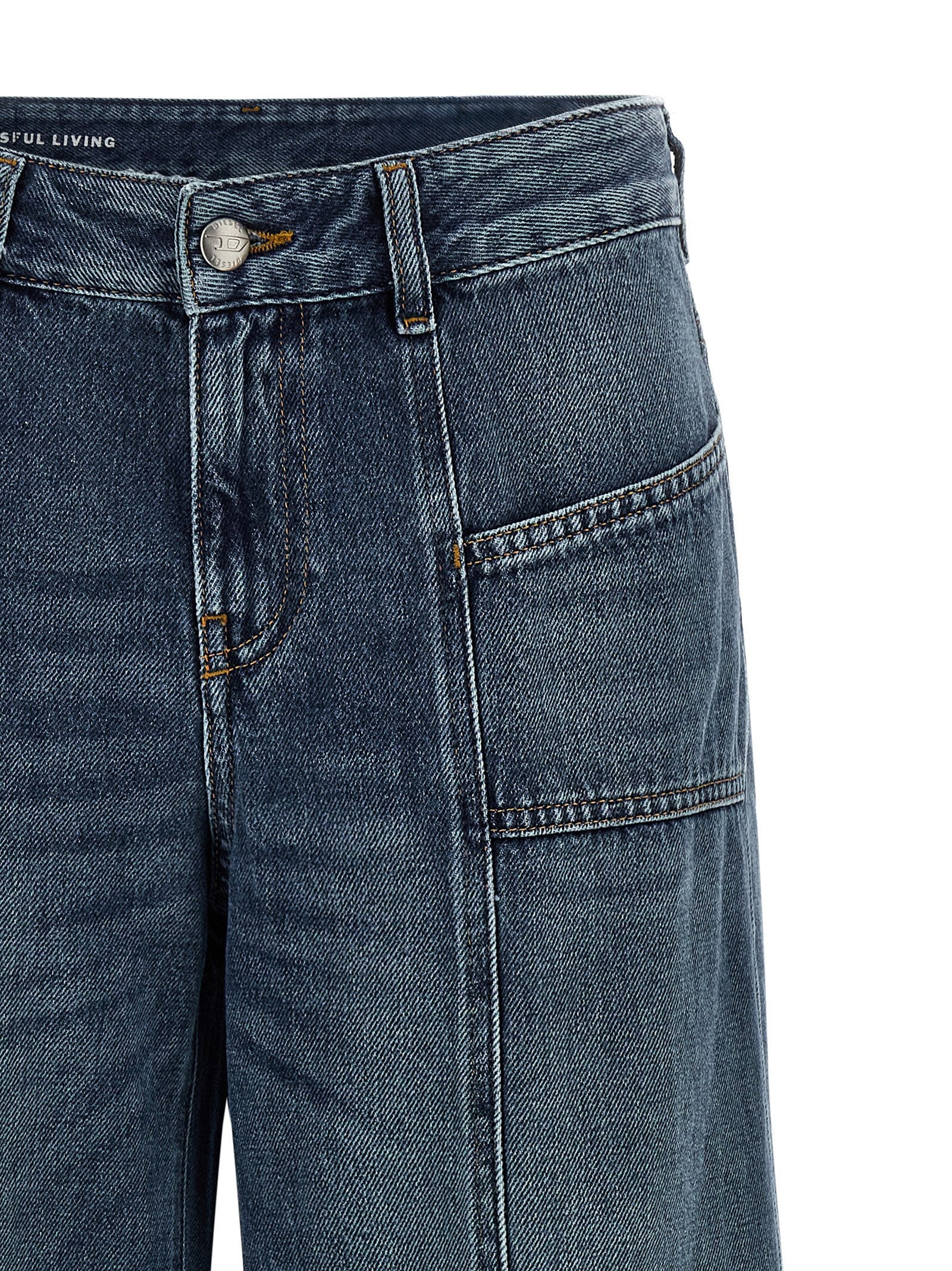 Diesel Blue Cotton Flared Jeans Diesel