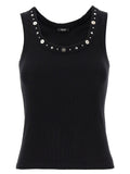 Versace Black Cotton Sleeveles T-Shirt Versace