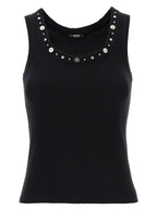 Versace Black Cotton Sleeveles T-Shirt Versace