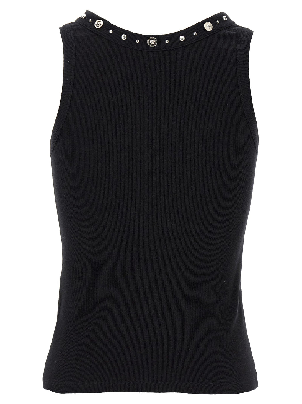 Versace Black Cotton Sleeveles T-Shirt Versace