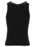 Versace Black Cotton Sleeveles T-Shirt Versace
