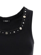 Versace Black Cotton Sleeveles T-Shirt Versace