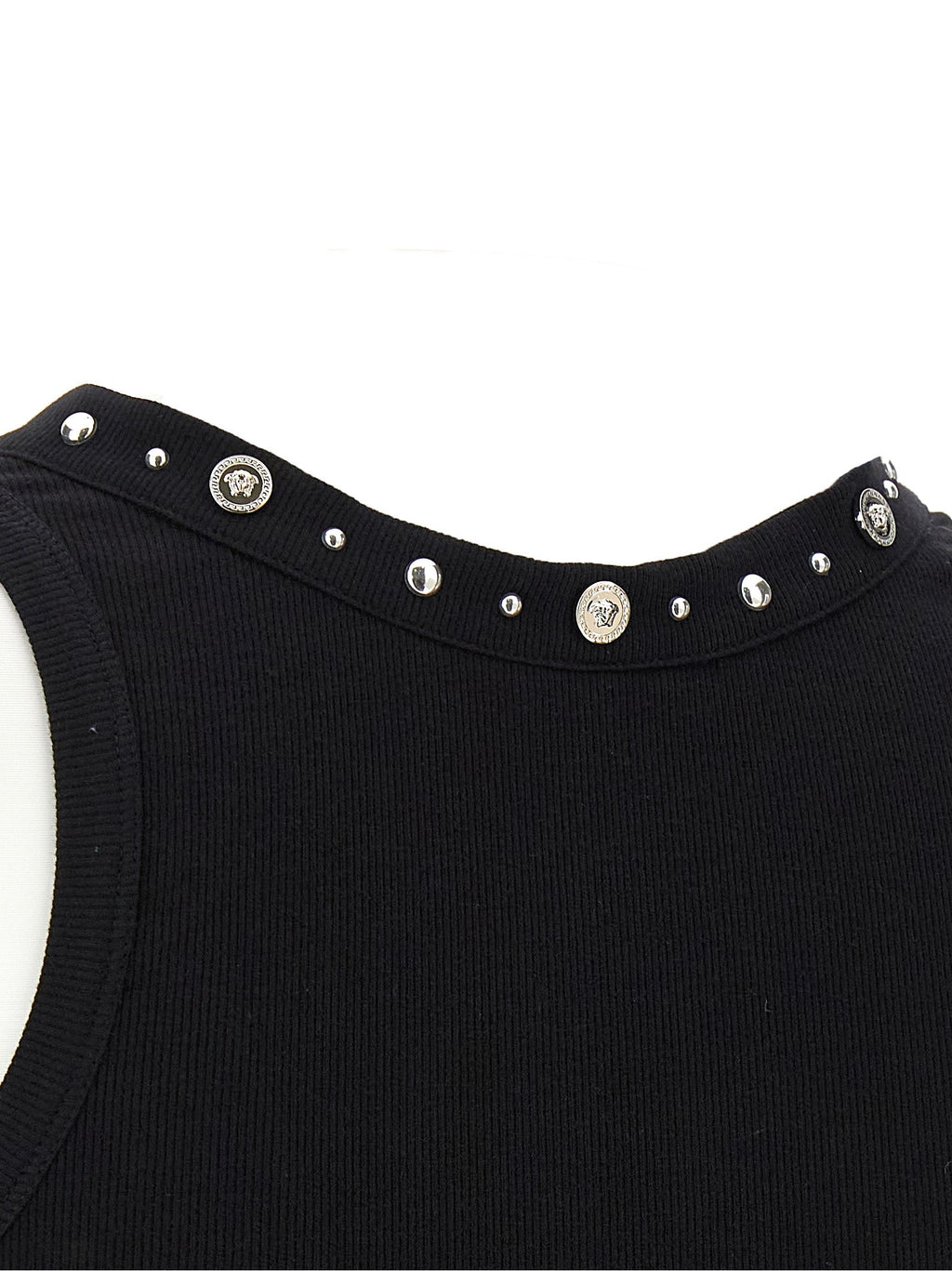 Versace Black Cotton Sleeveles T-Shirt Versace