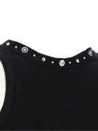 Versace Black Cotton Sleeveles T-Shirt Versace