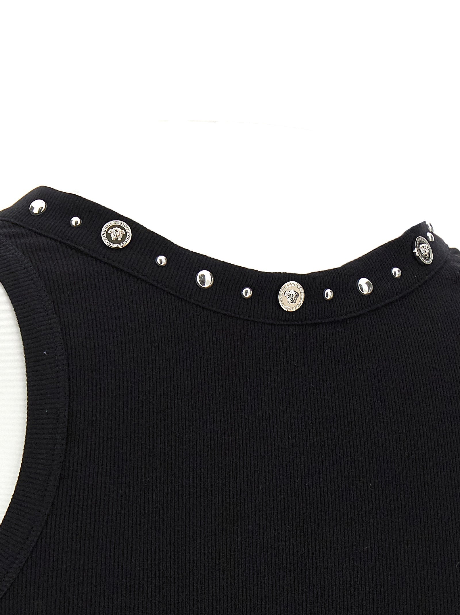 Versace Black Cotton Sleeveles T-Shirt Versace
