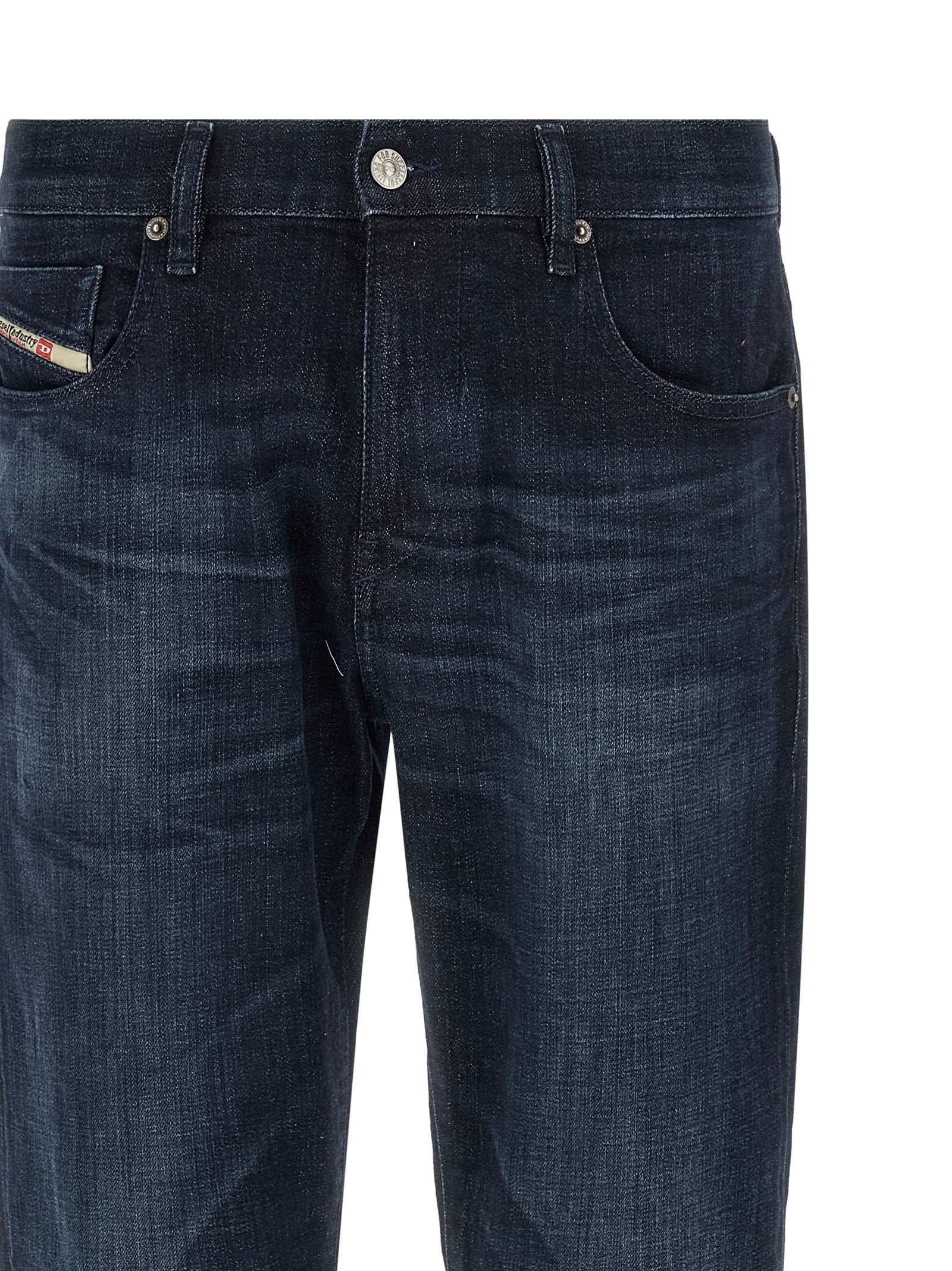 Diesel Blue Cotton Straight-Leg Jeans Diesel