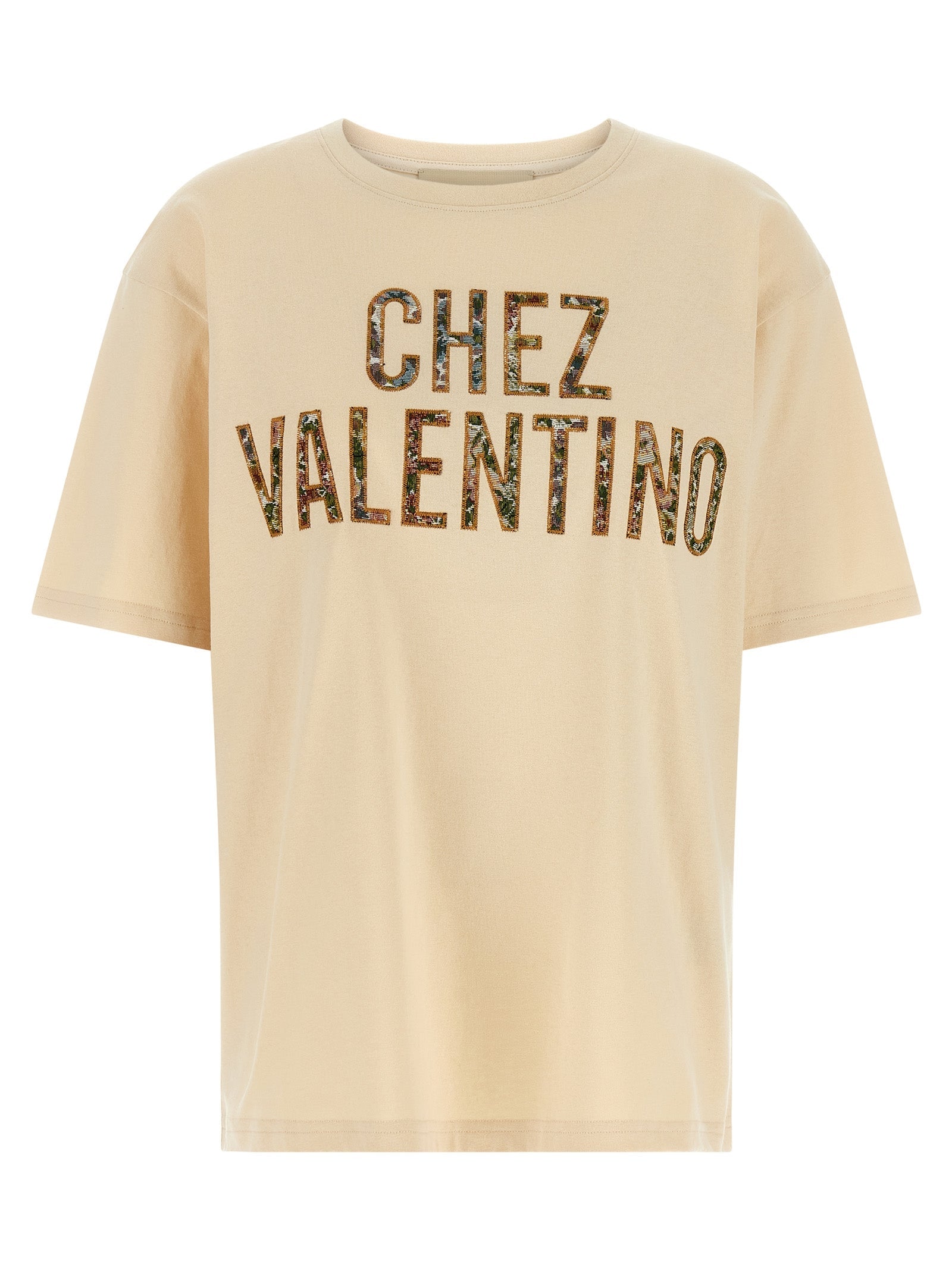 Valentino Garavani Beige Cotton T-Shirt Valentino Garavani