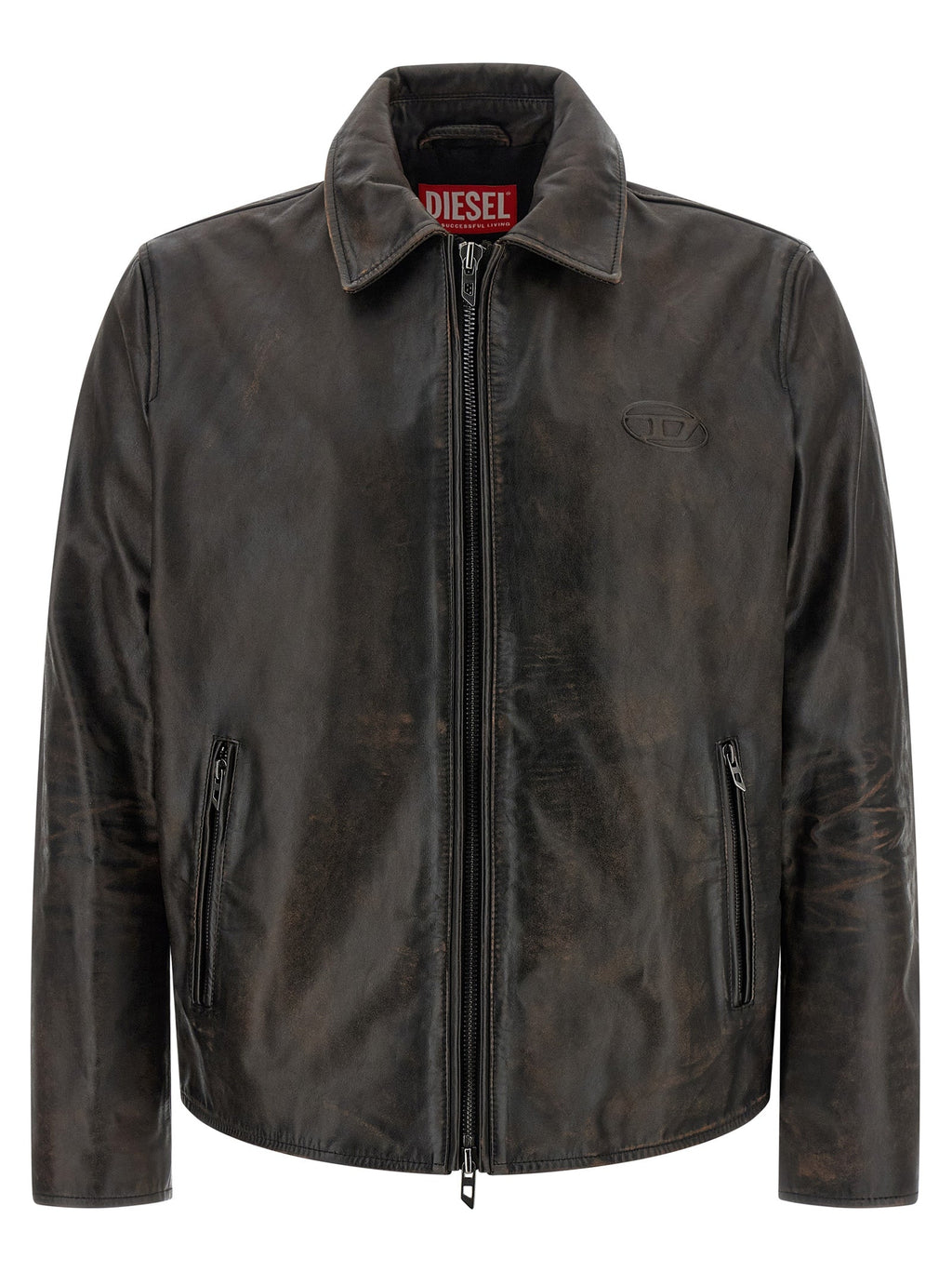 Diesel Brown Cowhide Leather Jacket Diesel