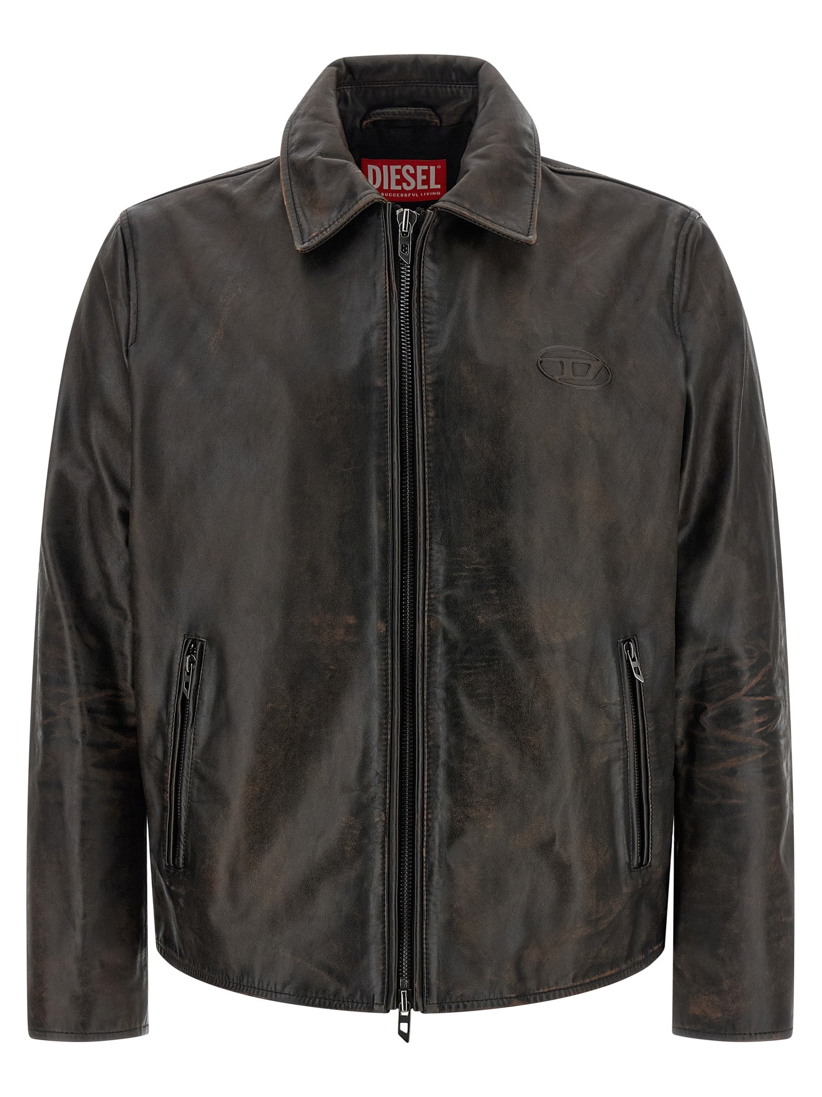 Diesel Brown Cowhide Leather Jacket Diesel