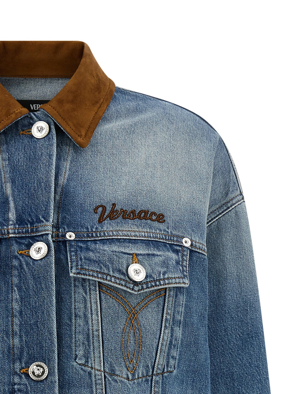 Versace Blue Cotton Denim Jacket Versace