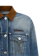 Versace Blue Cotton Denim Jacket Versace