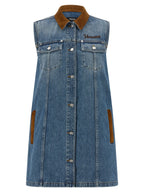 Versace Blue Cotton Short Dress Versace
