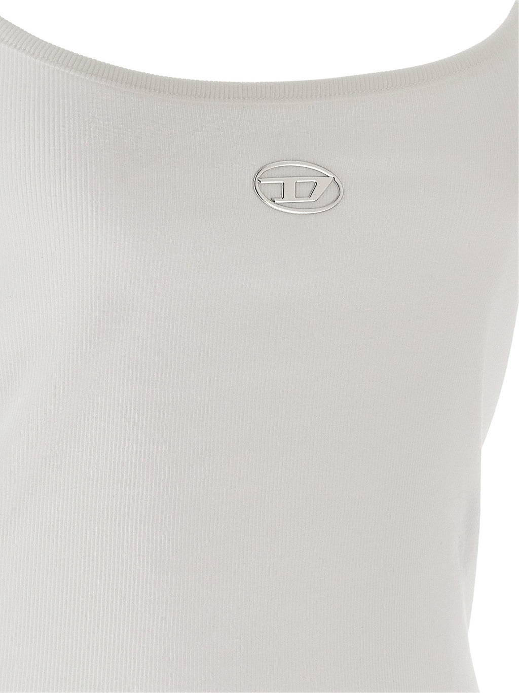 Diesel White Cotton Tank Tops Diesel