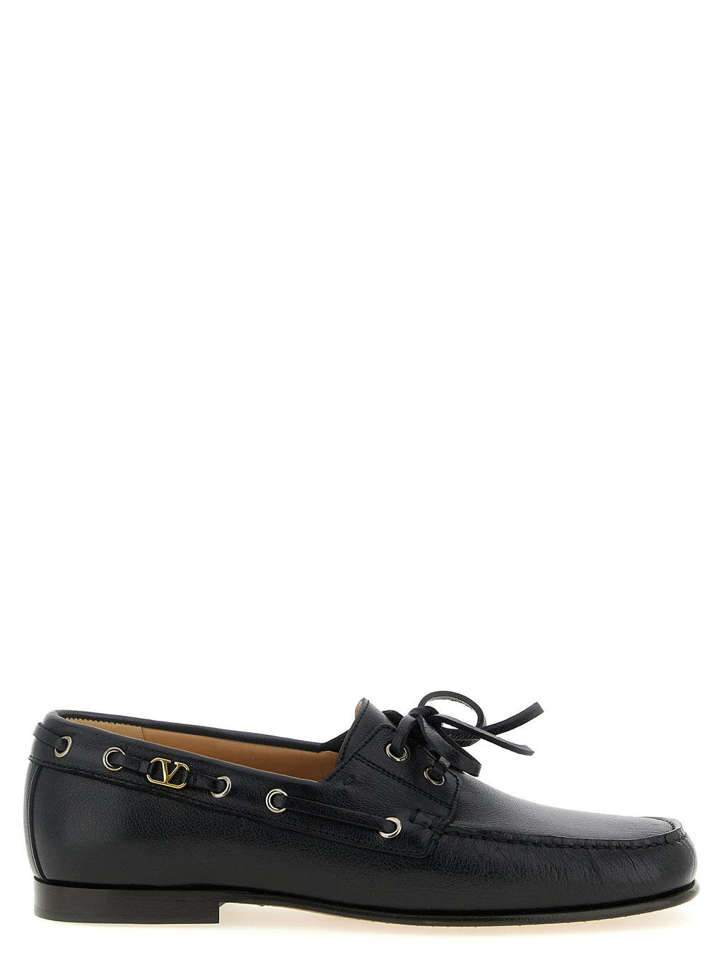 Valentino Garavani Black Buffalo Leather Slip-On Loafers Valentino Garavani