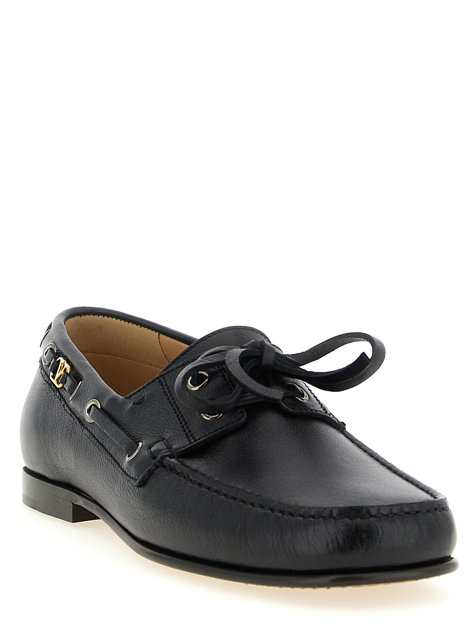 Valentino Garavani Black Buffalo Leather Slip-On Loafers Valentino Garavani
