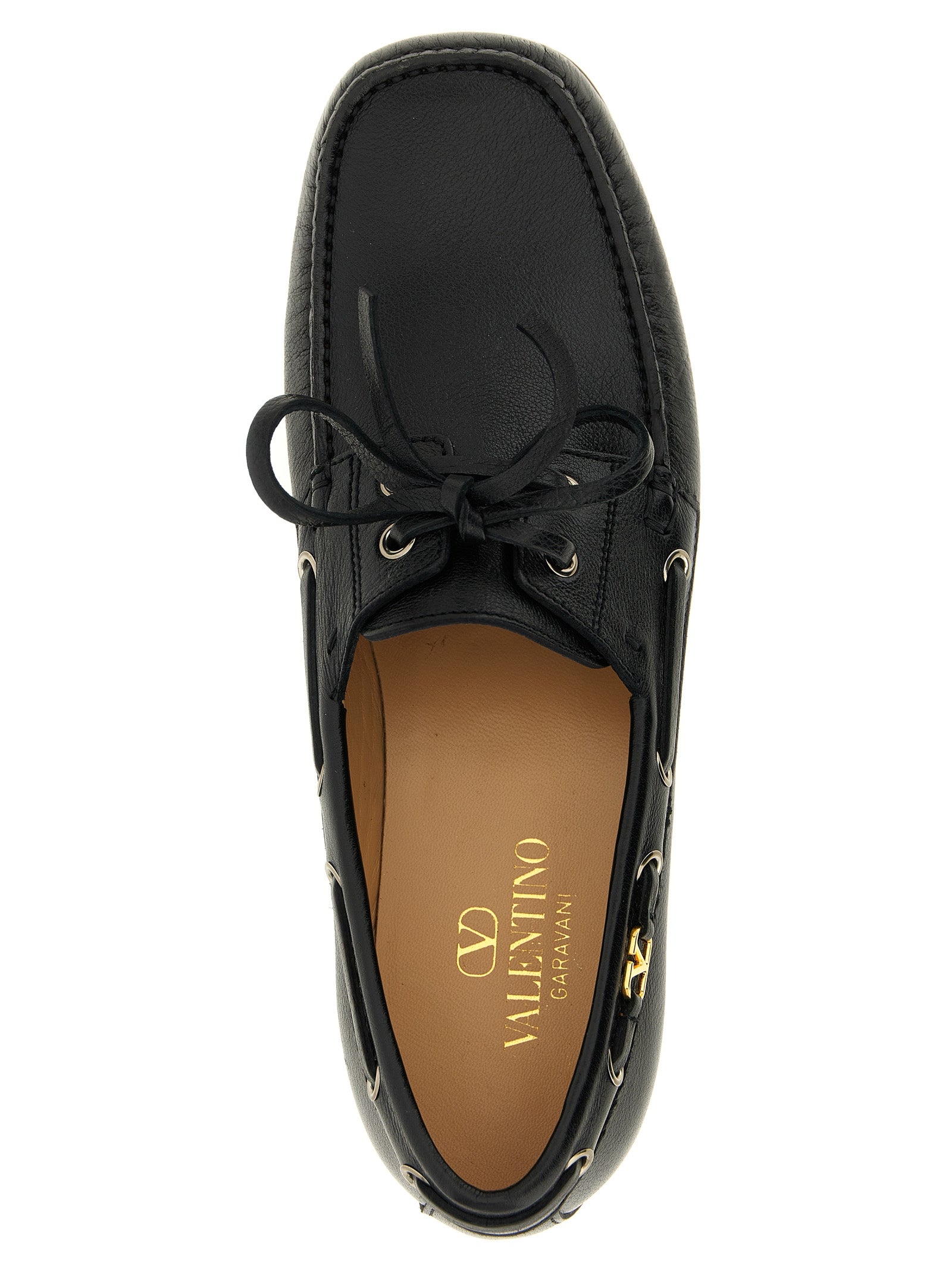 Valentino Garavani Black Buffalo Leather Slip-On Loafers Valentino Garavani