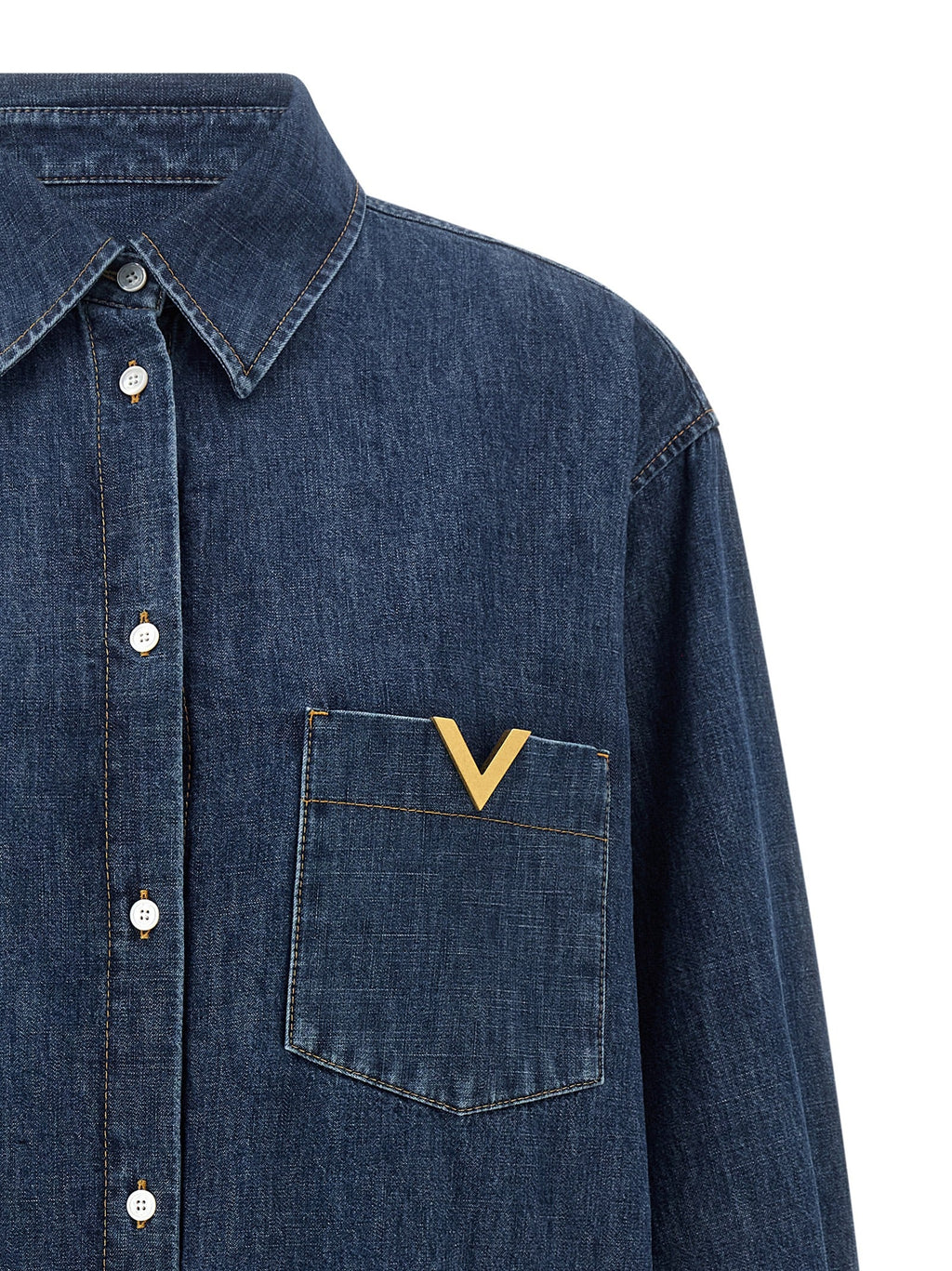 Valentino Garavani Blue Cotton Blouse Valentino Garavani