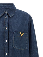 Valentino Garavani Blue Cotton Blouse Valentino Garavani
