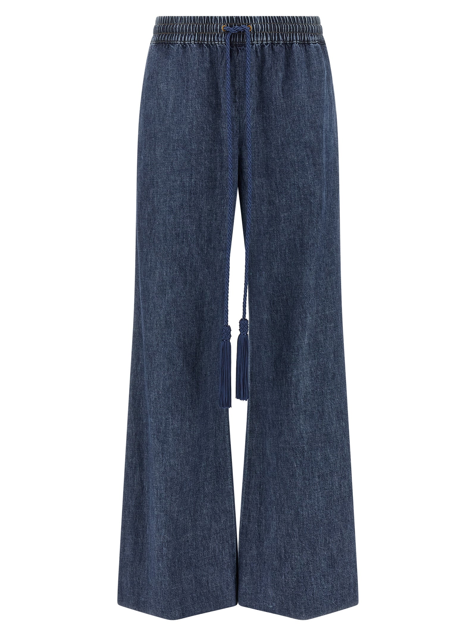 Valentino Garavani Blue Cotton Flared Jeans Valentino Garavani
