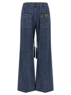 Valentino Garavani Blue Cotton Flared Jeans Valentino Garavani