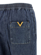 Valentino Garavani Blue Cotton Flared Jeans Valentino Garavani