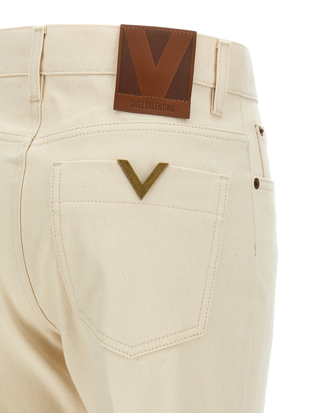 Valentino Garavani Beige Cotton Flared Jeans Valentino Garavani
