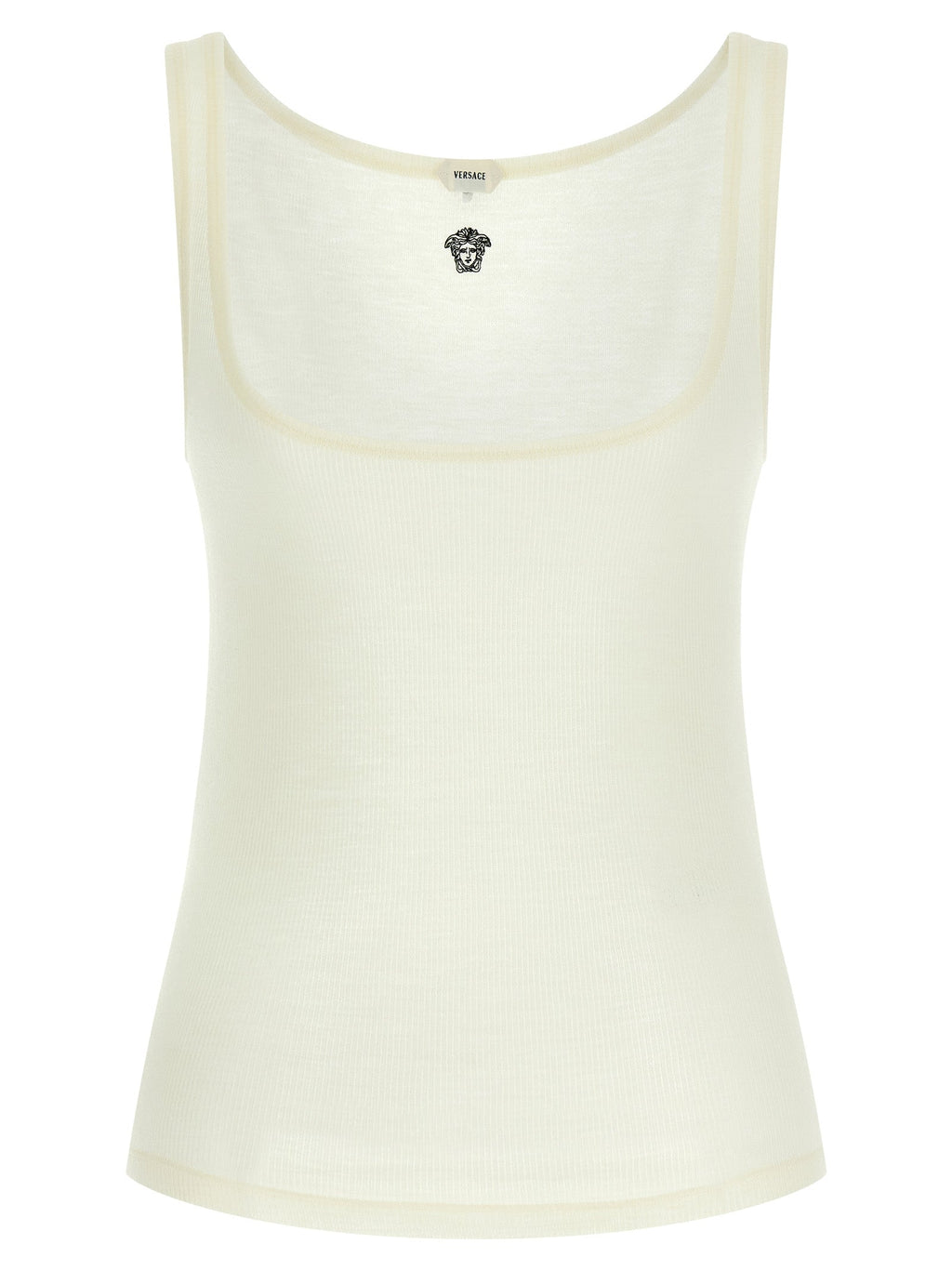 Versace White Virgin Wool Sleeveles T-Shirt Versace