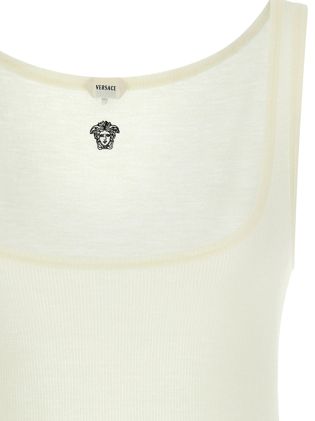 Versace White Virgin Wool Sleeveles T-Shirt Versace
