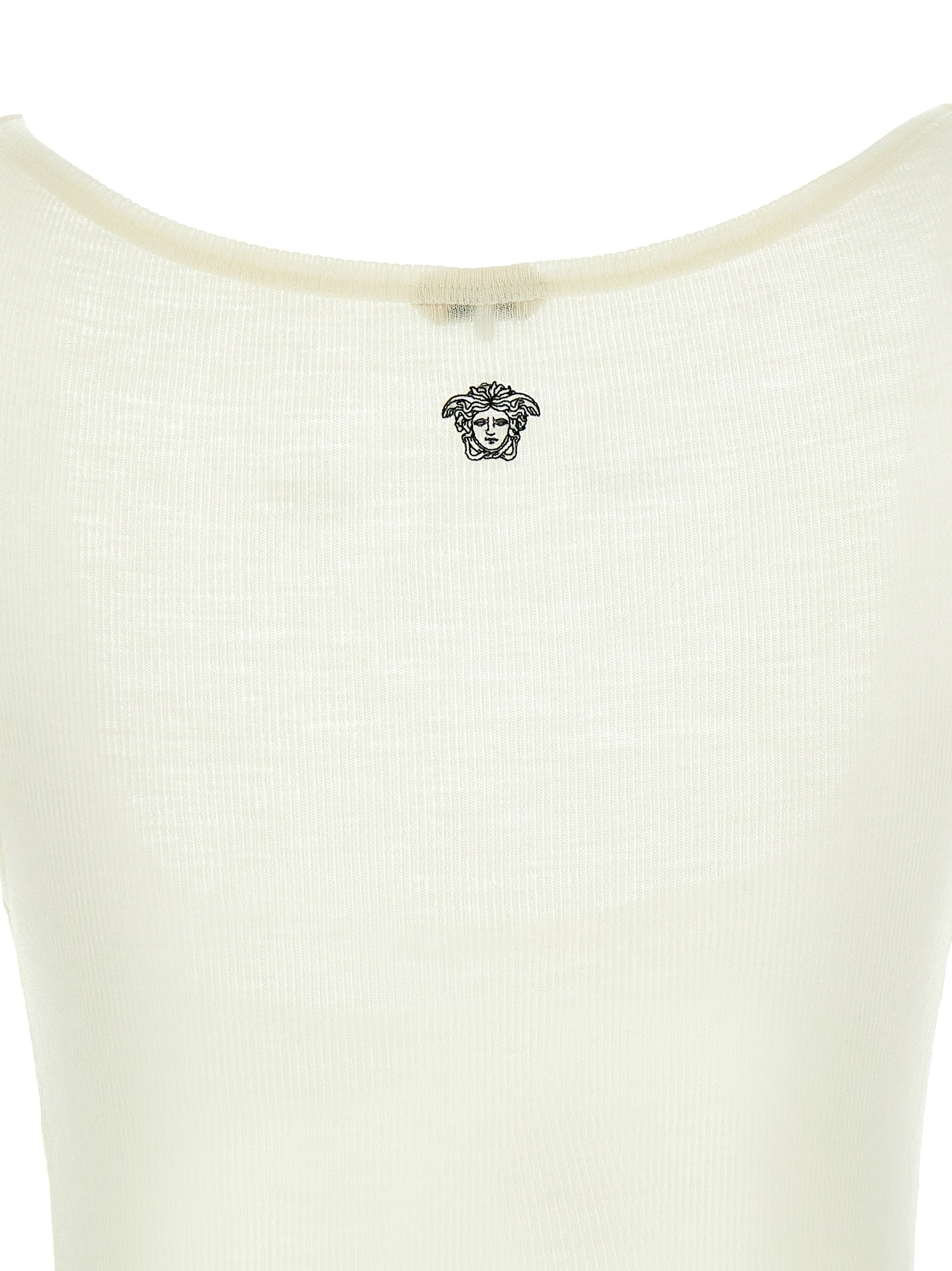 Versace White Virgin Wool Sleeveles T-Shirt Versace