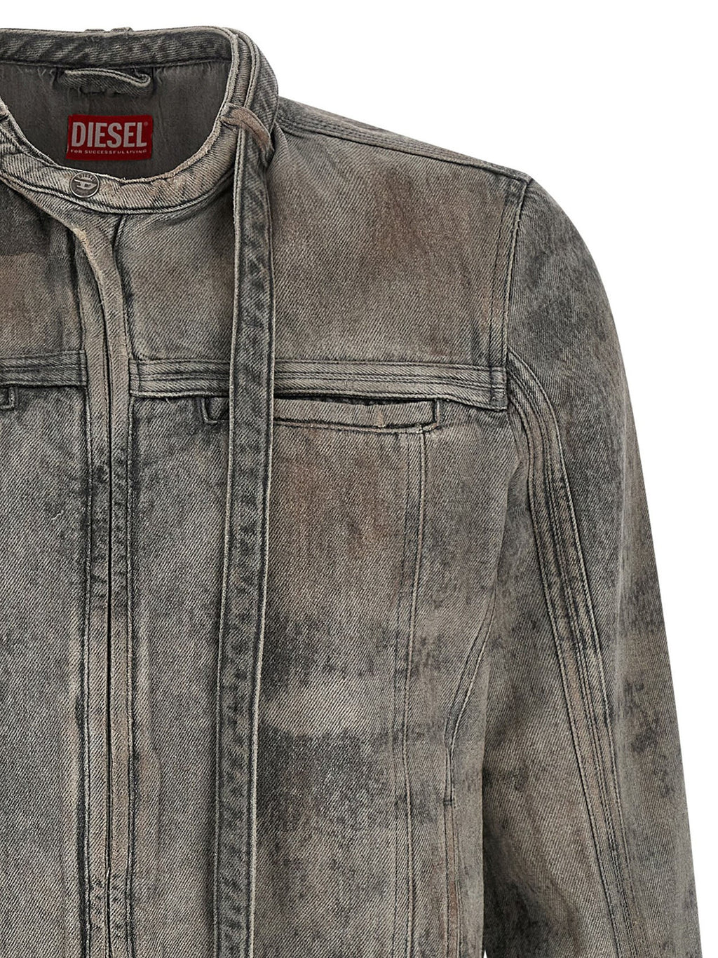 Diesel Gray Cotton Denim Jacket Diesel