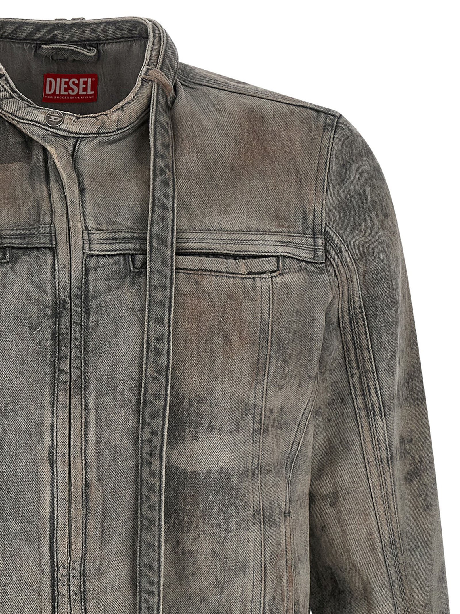 Diesel Gray Cotton Denim Jacket Diesel