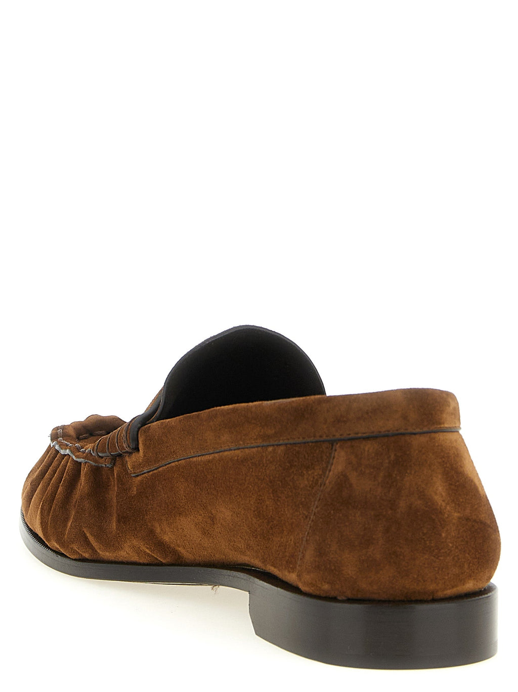 Saint Laurent Brown Calfskin Slip-On Loafers Saint Laurent