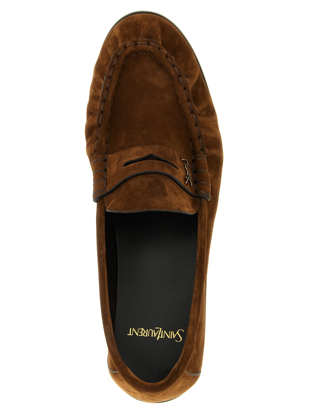 Saint Laurent Brown Calfskin Slip-On Loafers Saint Laurent