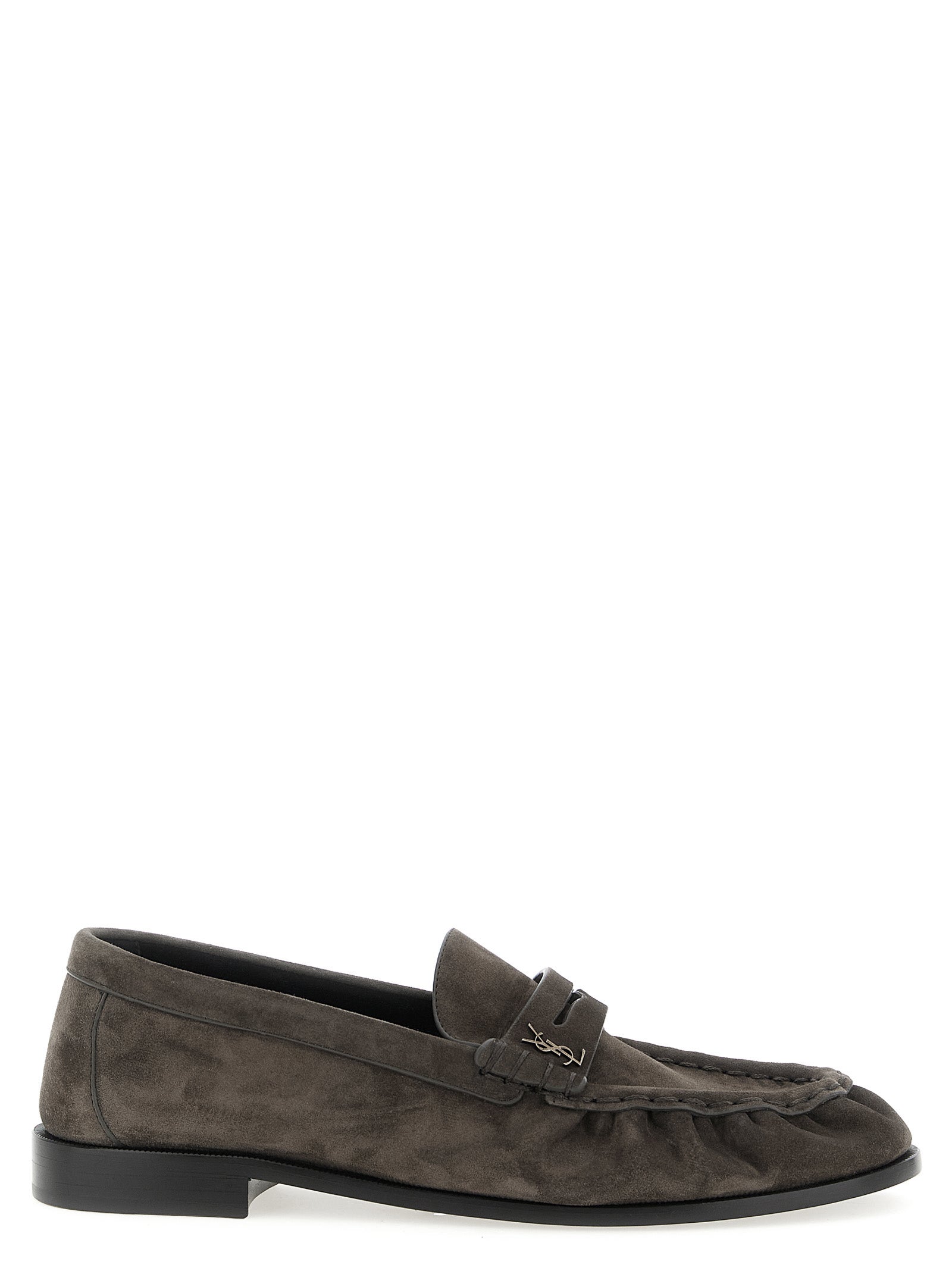Saint Laurent Brown Calfskin Slip-On Loafers Saint Laurent