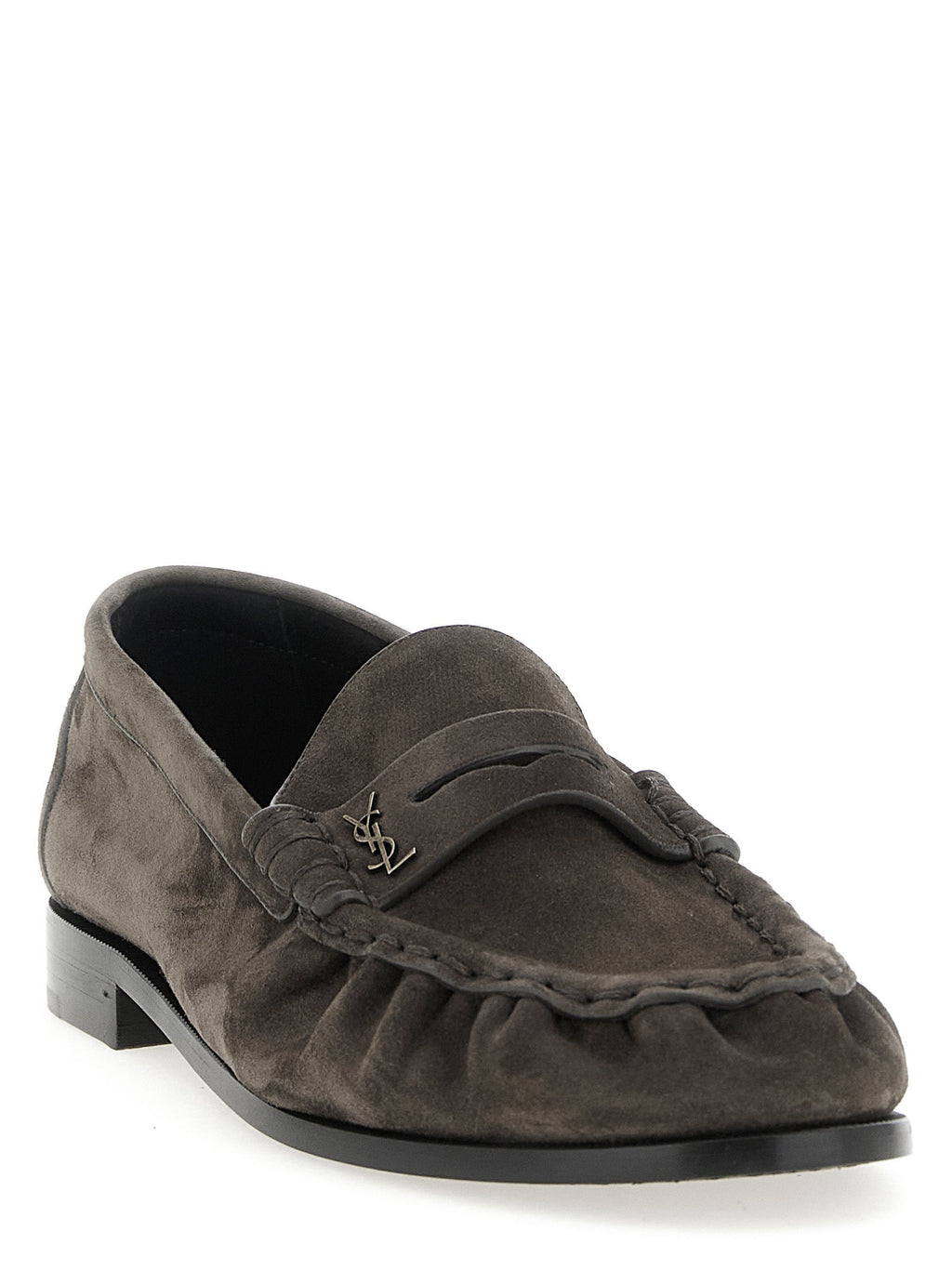 Saint Laurent Brown Calfskin Slip-On Loafers Saint Laurent