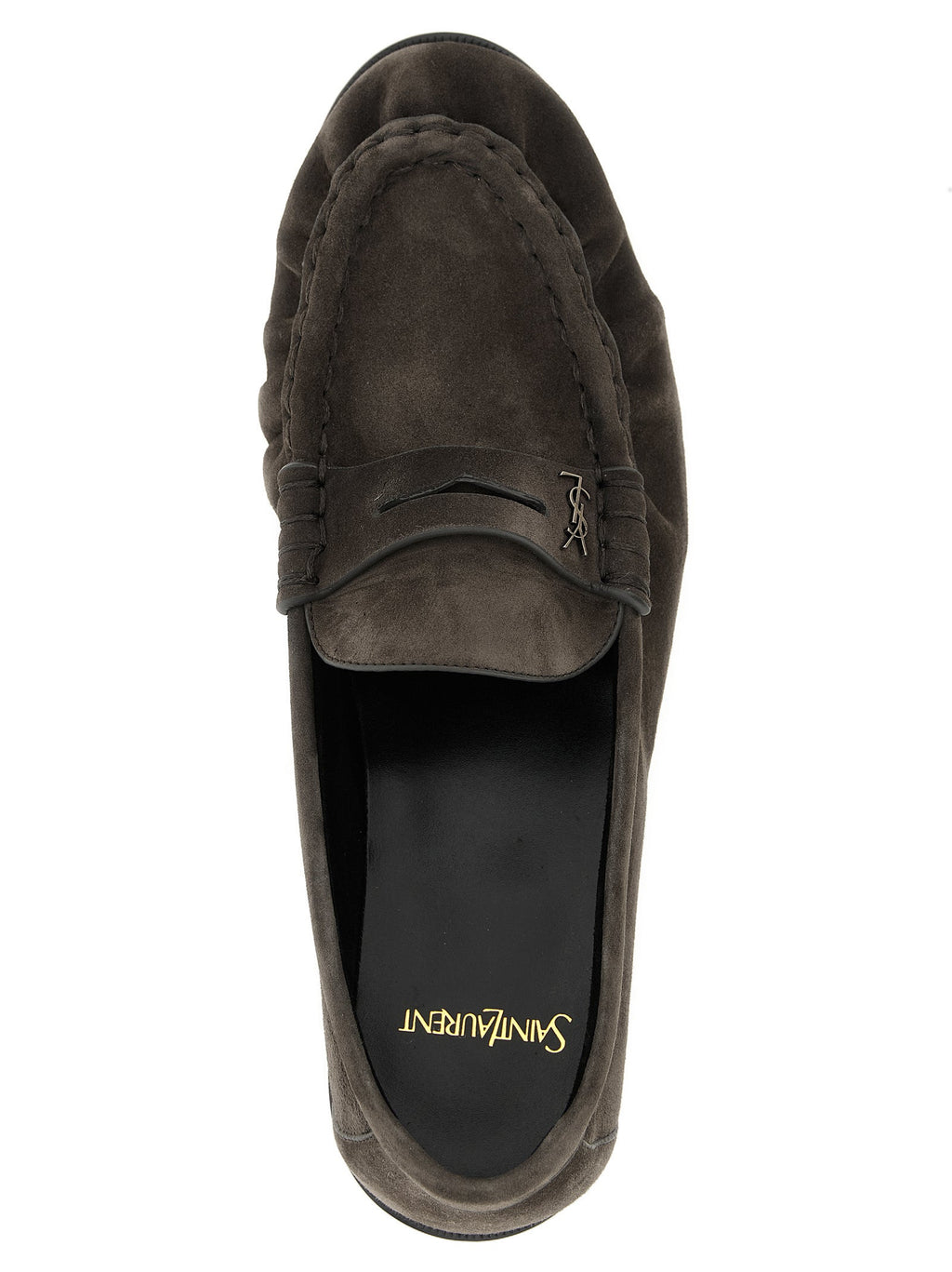 Saint Laurent Brown Calfskin Slip-On Loafers Saint Laurent