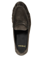 Saint Laurent Brown Calfskin Slip-On Loafers Saint Laurent