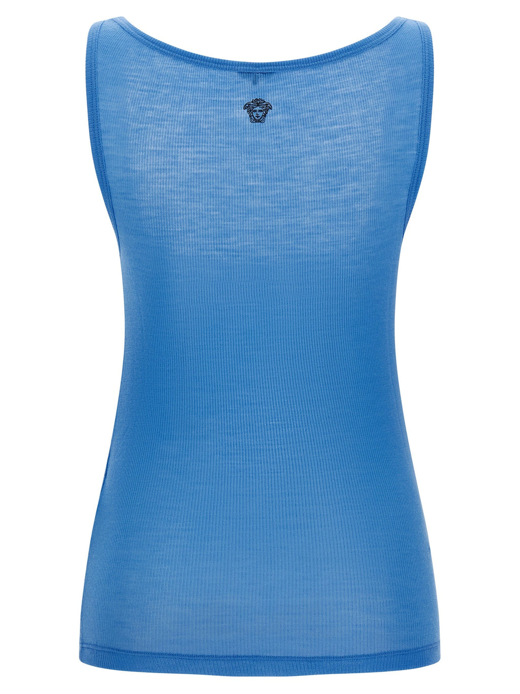 Versace Blue Virgin Wool Tank Tops Versace