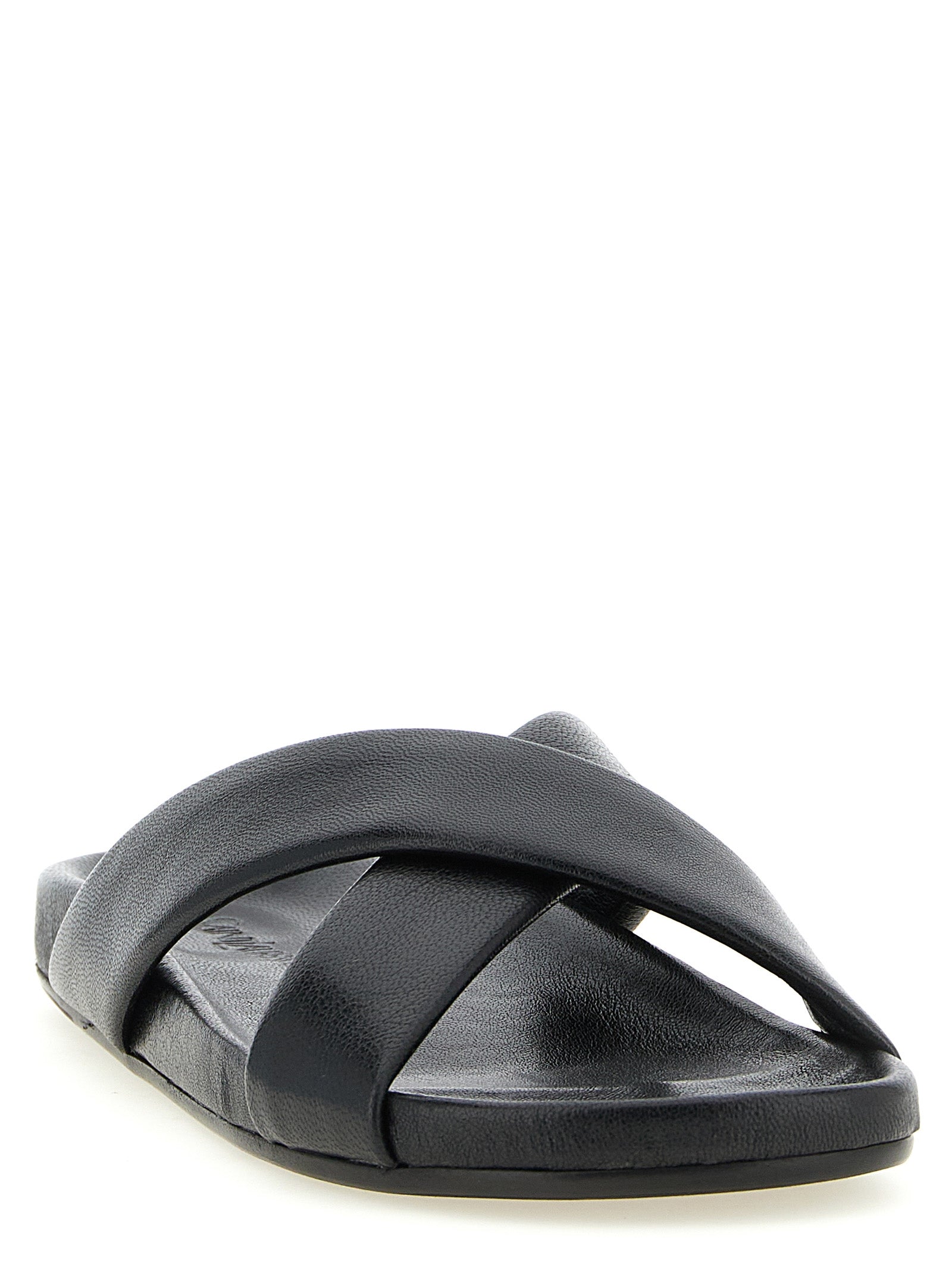 Saint Laurent Black Lamb Leather Slides Saint Laurent