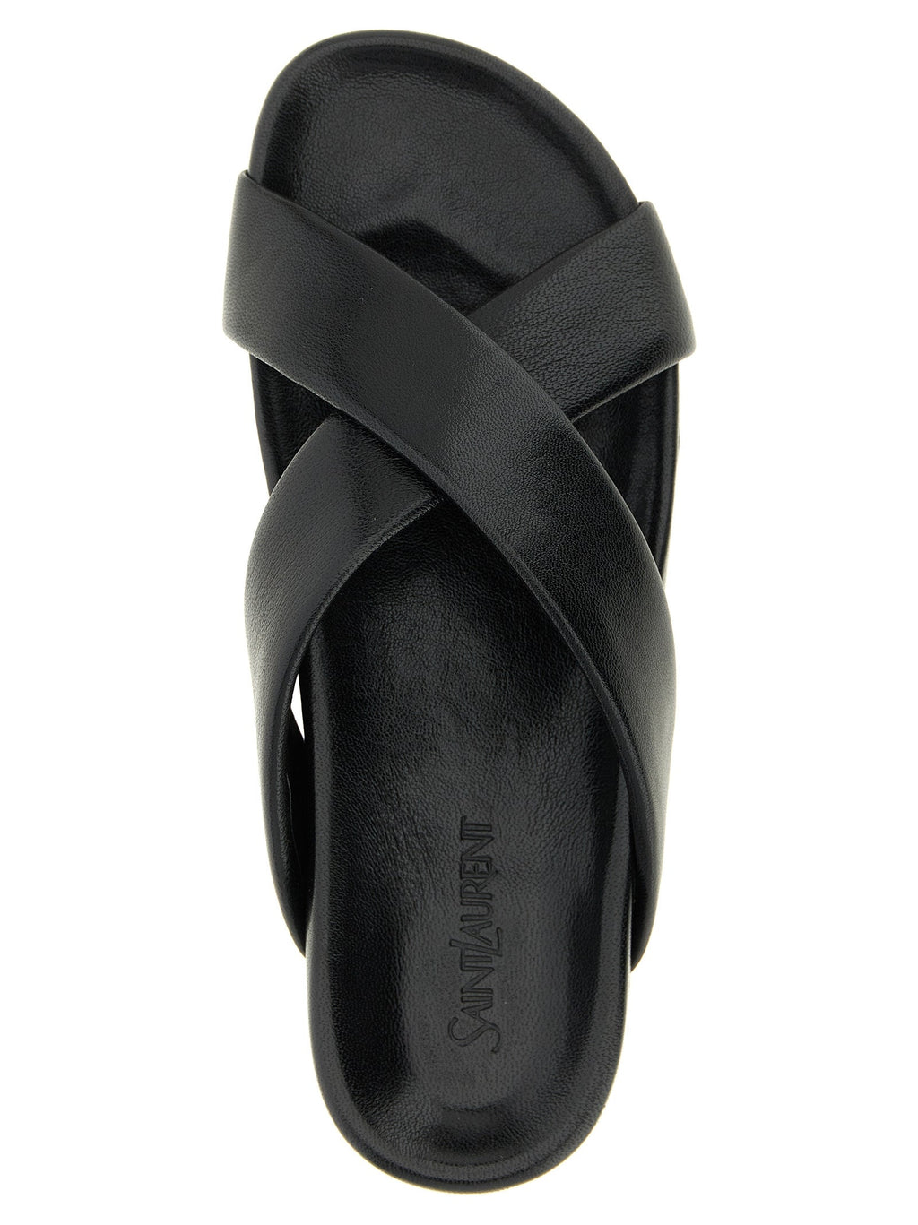 Saint Laurent Black Lamb Leather Slides Saint Laurent