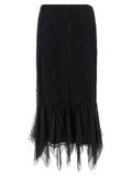 Valentino Garavani Black Cotton Midi Skirt Valentino Garavani