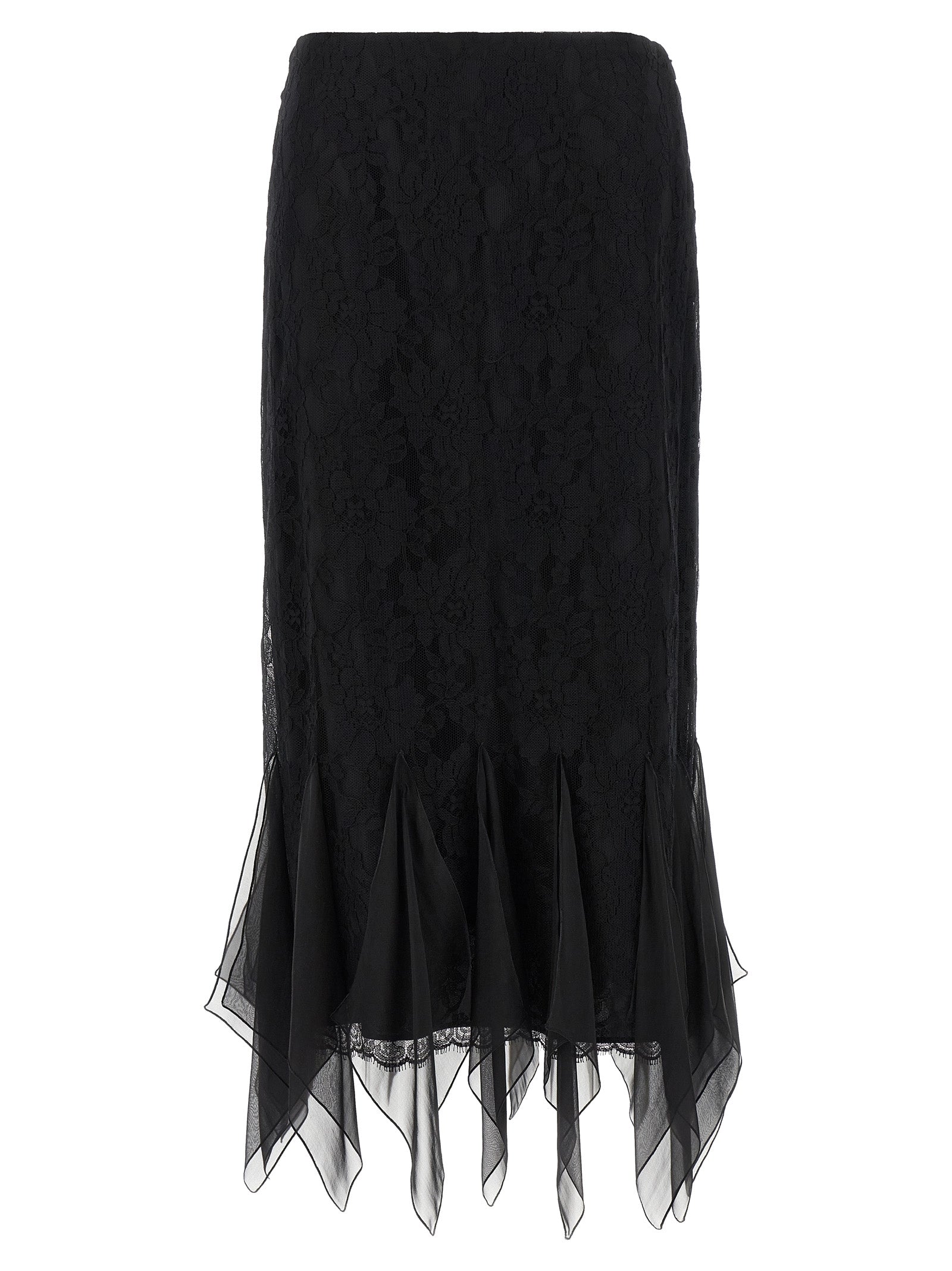 Valentino Garavani Black Cotton Midi Skirt Valentino Garavani