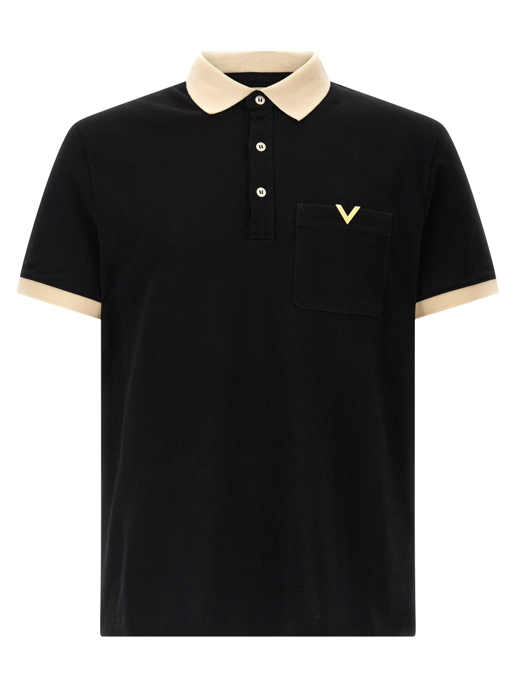 Valentino Garavani Black Cotton Polo Shirt Valentino Garavani