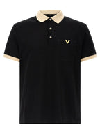 Valentino Garavani Black Cotton Polo Shirt Valentino Garavani