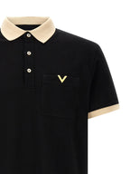Valentino Garavani Black Cotton Polo Shirt Valentino Garavani
