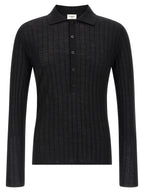 Saint Laurent Black Wool Polo Shirt Saint Laurent