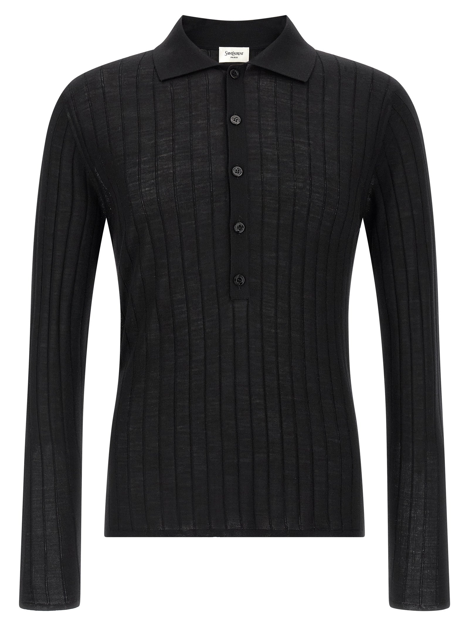 Saint Laurent Black Wool Polo Shirt Saint Laurent